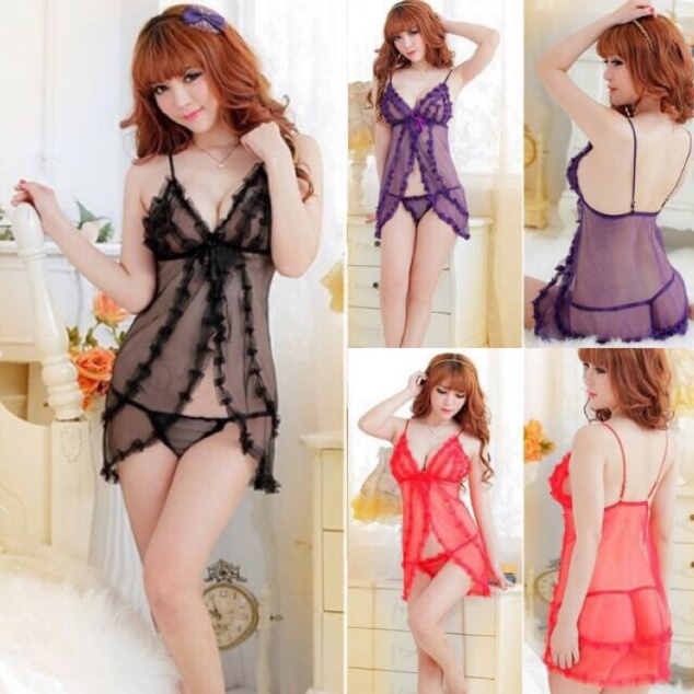 Váy ngủ Ren Xuyến Thấu xẻ trước Gợi Cảm 1011