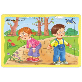 (Giá sốc) Tranh Xếp hình 12 mảnh: Xe, đông vật, bé yêu. Đồ chơi trí tuệ cho bé từ 3 tuổi. Hàng Việt Nam Chất lượng cao.