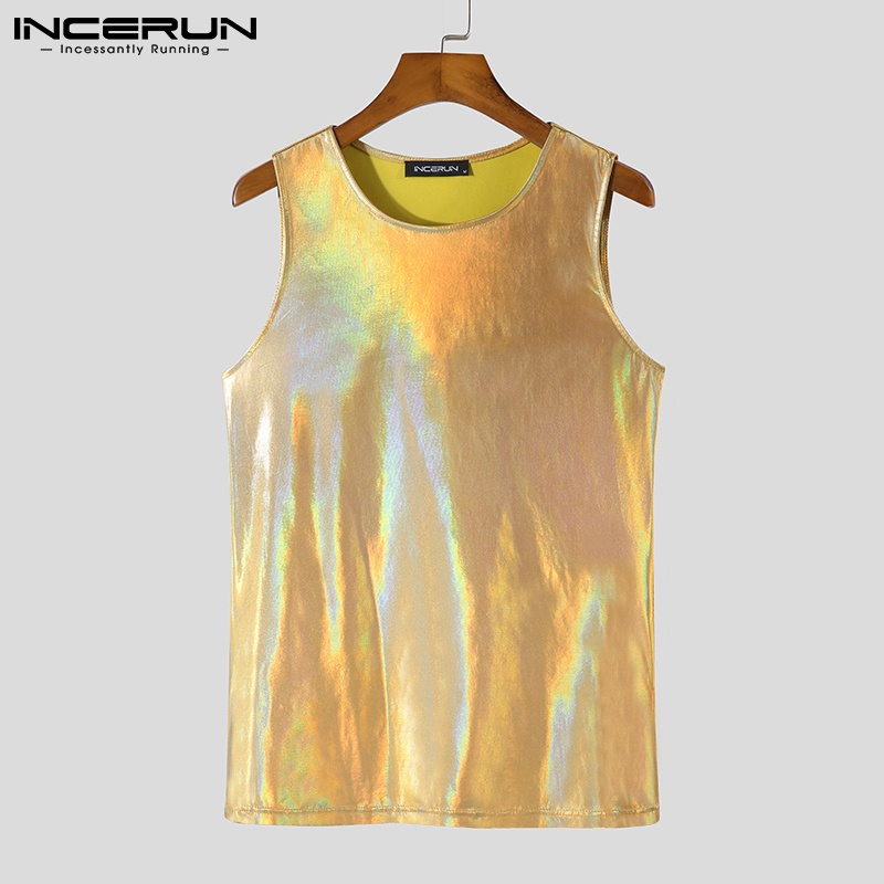 Áo thun ba lỗ INCERUN cổ tròn màu trơn thời trang cho nam