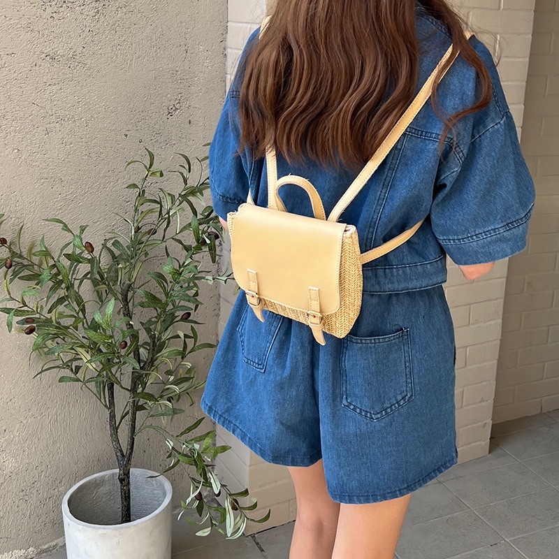 Ba Lô Nhỏ Đan Rơm Thiết Kế niche Cho Nữ