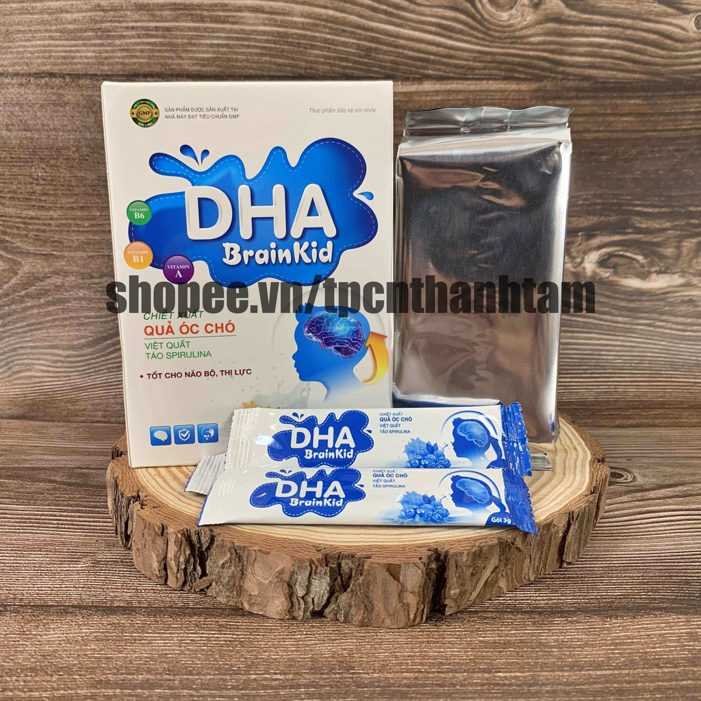 Cốm Bổ Não Cho Bé Brain Kid Bổ Sung Dha, Óc Chó, Việt Quất Giúp Trẻ Sáng Mắt, Thông Minh - Hộp 20 Gói