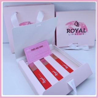 [ Quà tặng Compo 3 Thỏi Son kem lỳ Royal lipstick_Hộp Son 3 thỏi kèm túi sách]