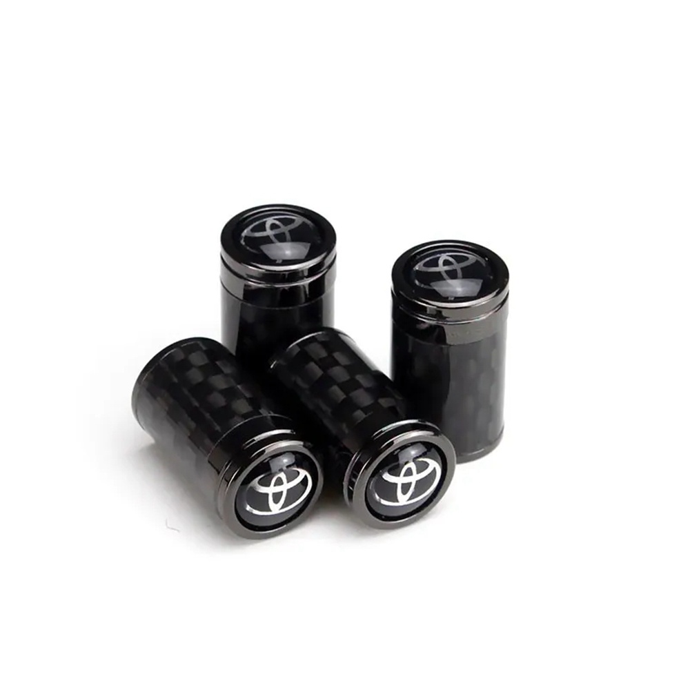 Bộ 4 Nắp Van Bánh Xe Hơi Toyota Corolla Vios Camry Bằng Sợi Carbon