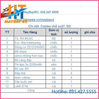 Combo đồ điện chế máy bay su27, f22