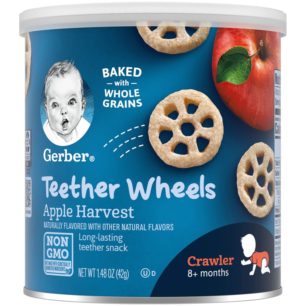 [Hàng Usa] Bánh Gerber lùn Lil' Crunchies dạng que, dạng bánh xe đồ ăn dặm Gẻber cho bé từ 8 tháng tuổi