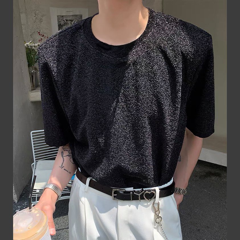 Áo thun nam tay lỡ dệt Kim Tuyến lấp lánh unisex
