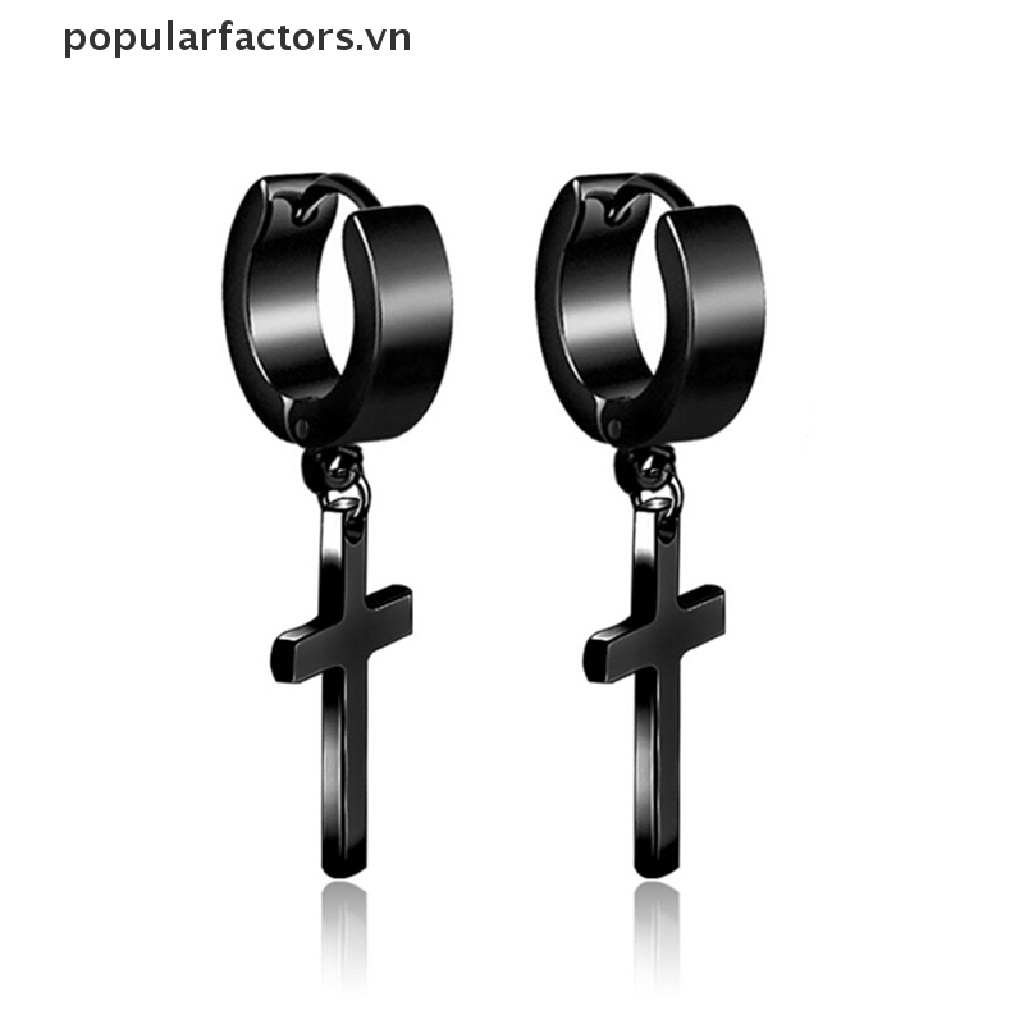 1 Khuyên Tai Hình Thánh Giá Bằng Thép Không Gỉ Thời Trang