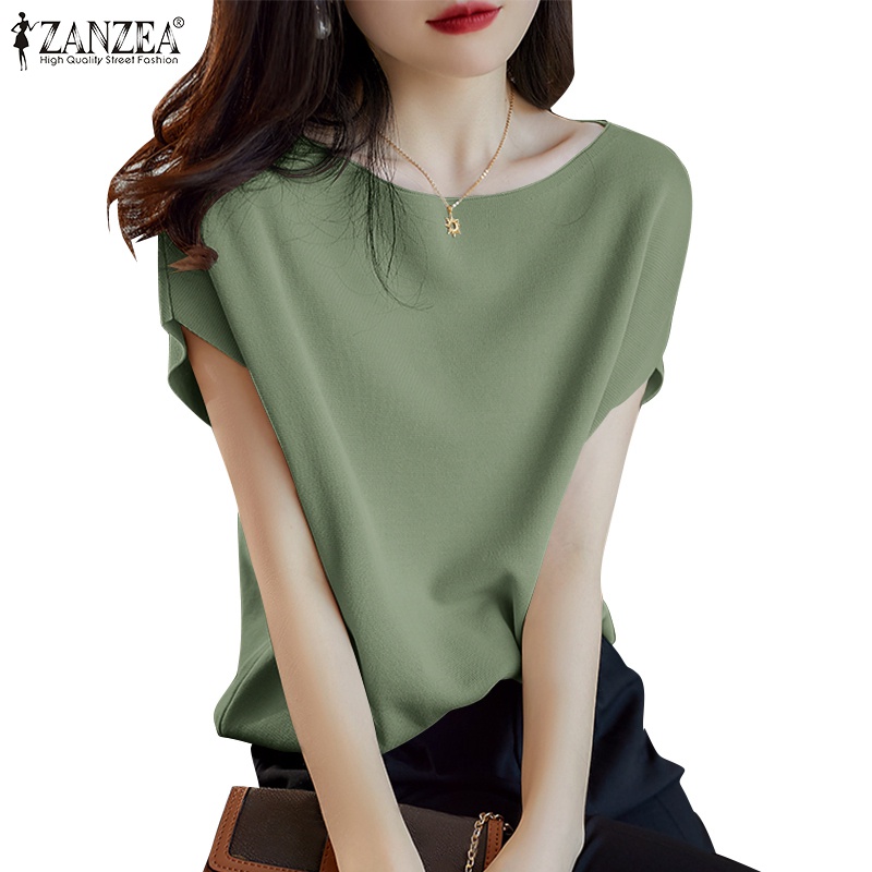 Áo thun ZANZEA tay ngắn cổ tròn thời trang dành cho nữ