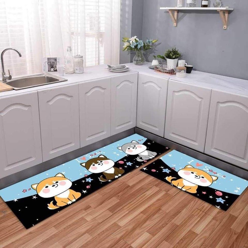 Bộ 2 thảm nhà bếp siêu thấm nước chống trơn trượt (2 thảm 40*60cm &amp; 40*120cm)