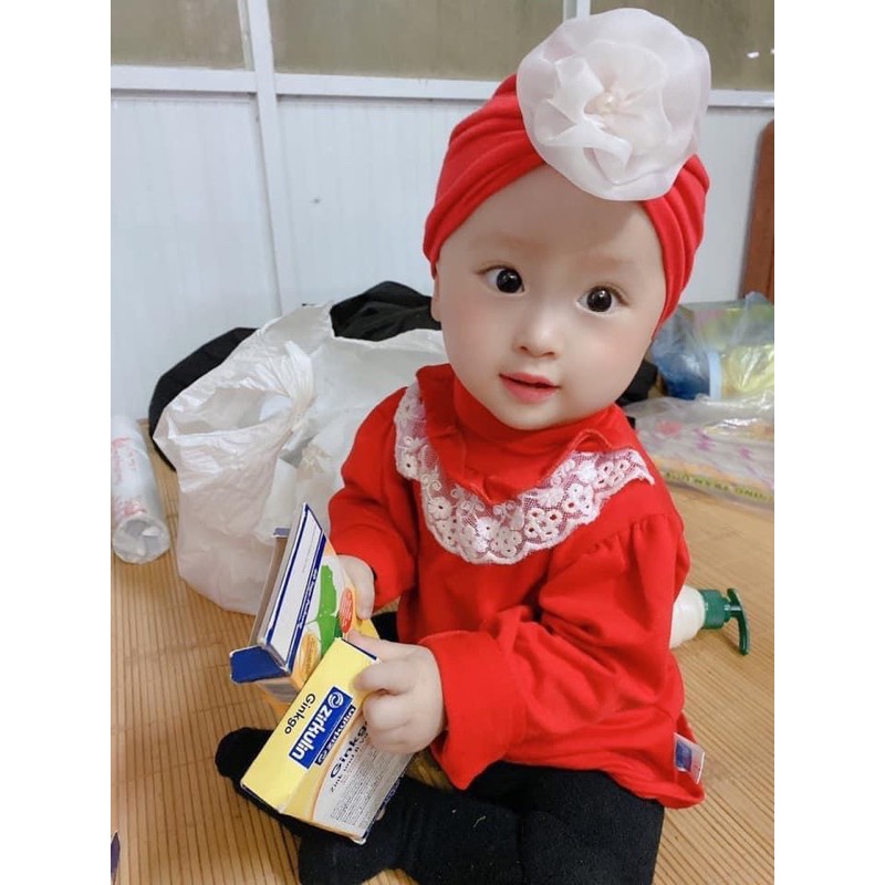 mũ turban bé gái ( đính hoa bản to dz 5-10kg)