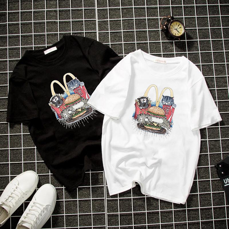 Áo thun unisex nam nữ mèo mập ham ăn vải dày mịn 2021T3221