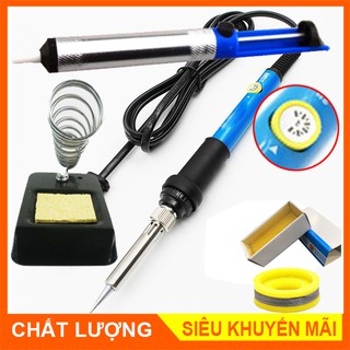 Bộ 6 món Mỏ hàn chỉnh nhiệt 60W +Chì hàn,Nhựa thông,Bọt biển,Gác mỏ hàn,Hút chì