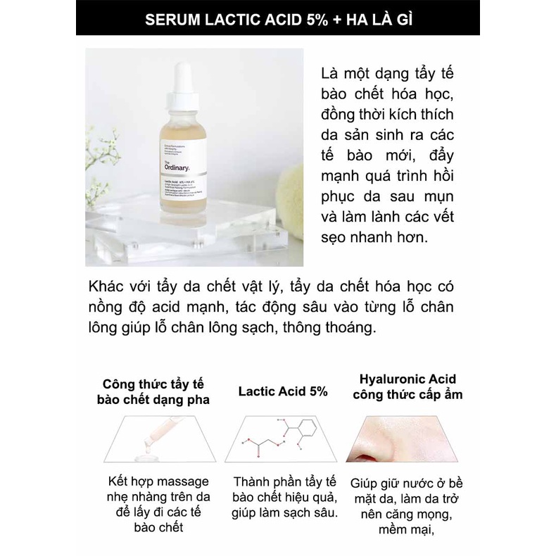 [The Ordinary] Sáng da giảm thâm Lactic Acid 5% + HA
