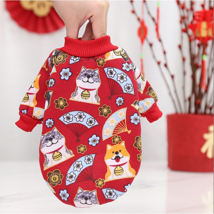 [Mã 252FMCGSALE giảm 8% tối đa 100k đơn 500K] Áo Mèo Thần Tài Họa Tiết Cho Chó Mèo