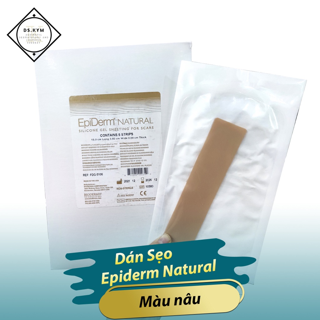 Dán Sẹo Thẩm Mỹ Epiderm Natural 3,6x15cm Biodermis 100% Silicone