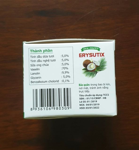 Tinh dầu dừa ERYSUTIX - Dưỡng ẩm cho da, chống nứt nẻ | Thế Giới Skin Care