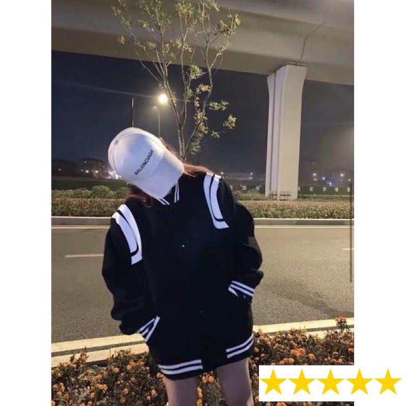 Áo khoác bomber Varsity đen phối trắng TEDDY - SHOP streetwear FREESHIP