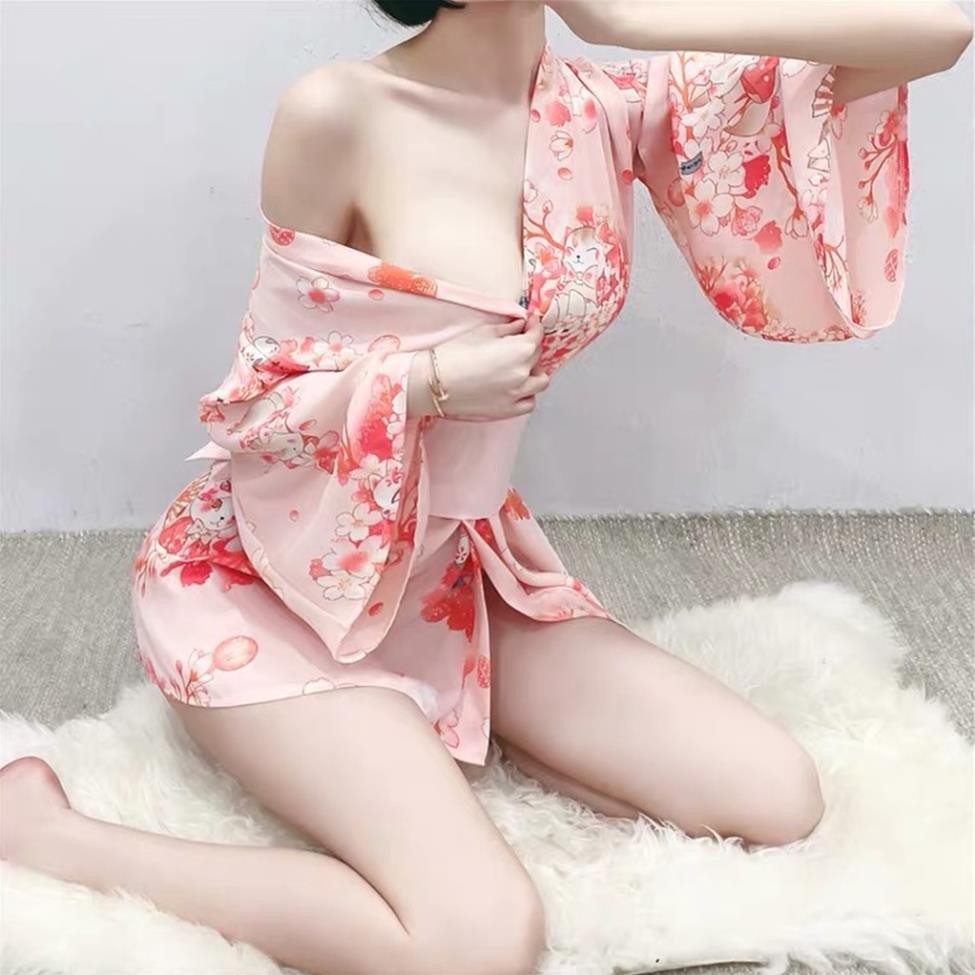 Đồ ngủ sexy kimono hoa anh đào Nhật Bản gợi cảm quyến rũ  ཾ