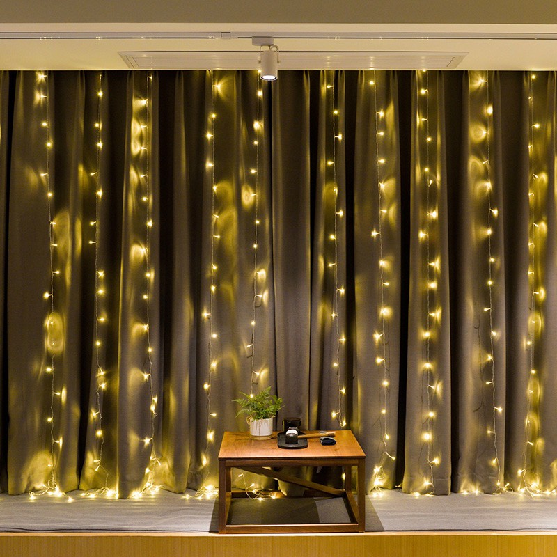 Dây đèn nháy thả rèm mưa 3x3m, đèn led rèm 8 chế độ nháy trang trí nhà cửa,giáng sinh, noel,sinh nhật