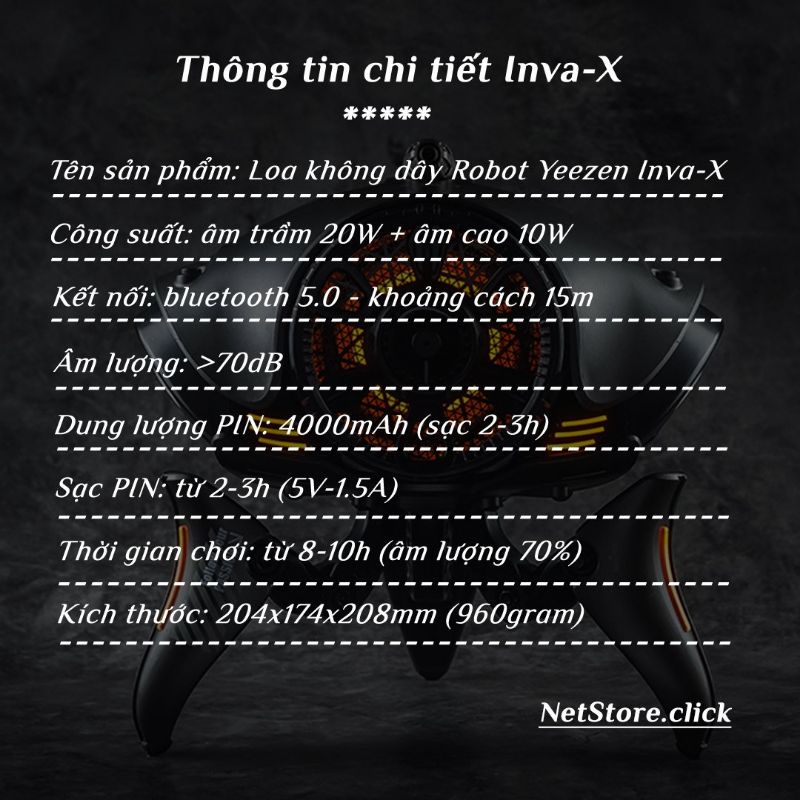 Loa robot Yeezen xâm lược Inva-X ánh sáng siêu đẹp.
