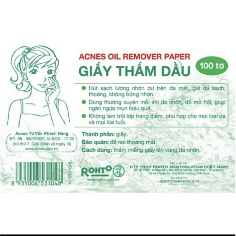 Giấy thấm dầu Acnes 100 tờ