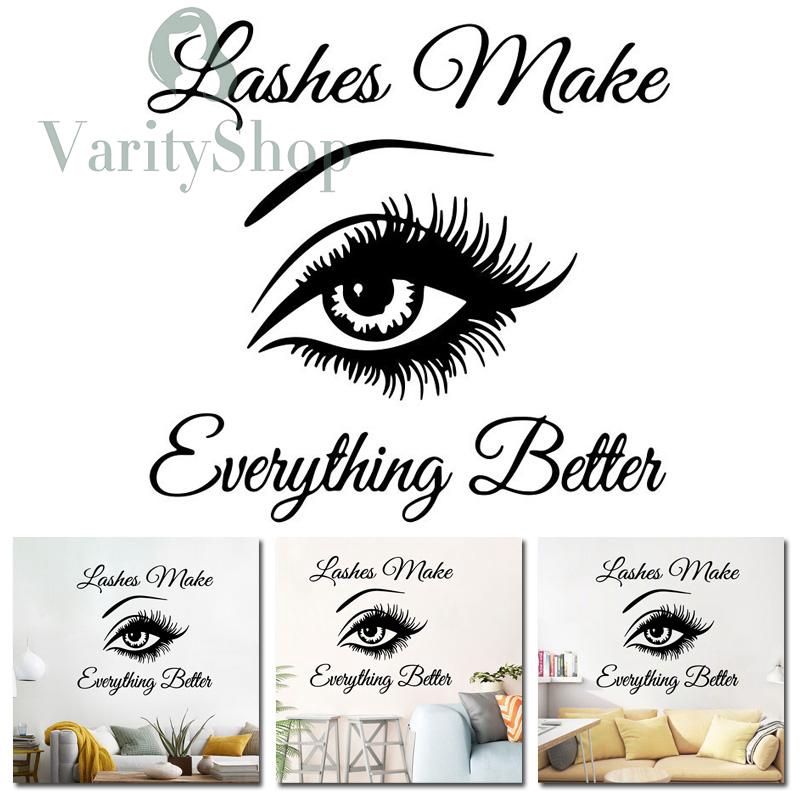 Wall Sticker Room Self Adhesive Vinyl Black DIY Eye Lashes Quote Home Decoration Art Waterproof Removable 55*57cm