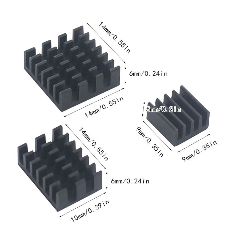 Set 3 bộ tản nhiệt bằng nhôm kèm băng dính cho Raspberry Pi 4B | BigBuy360 - bigbuy360.vn