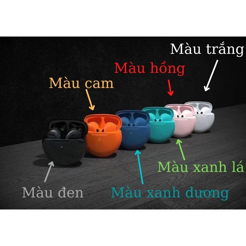 Tai nghe bluetooth không dây Pro 6 cảm biến đổi tên định vị âm thanh nổi và bass trầm Miibooshi D5.030.CA