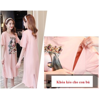 Đầm bầu dự tiệc sau sinh cho con bú