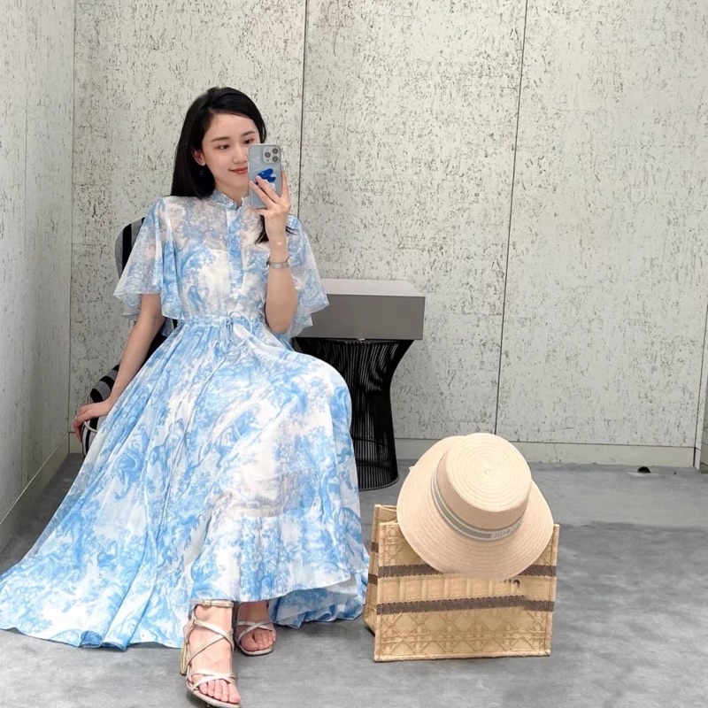 Đầm voan mỏng bay dáng dài xoè tay cánh tiên thương hiệu Dior CD cao cấp