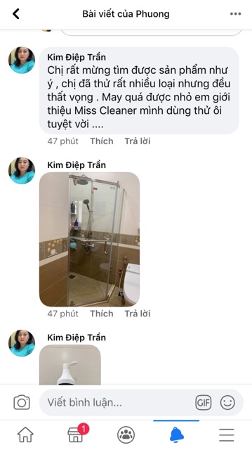 Chai tẩy cặn canxi vách kính nhà tắm chuyển dụng loại 500ml chính hãng MISS CLEANER