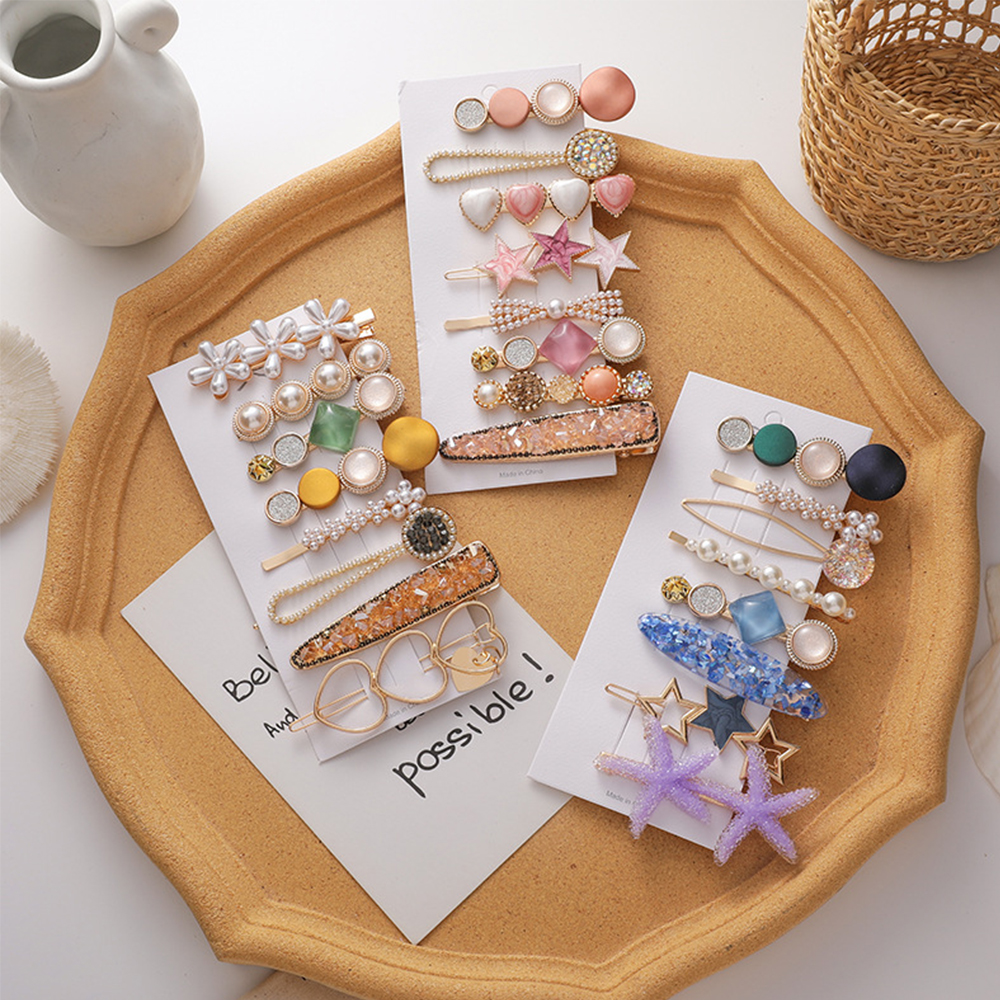 Set Kẹp Tóc Hình Học Đính Ngọc Trai Nhân Tạo Sau2Life