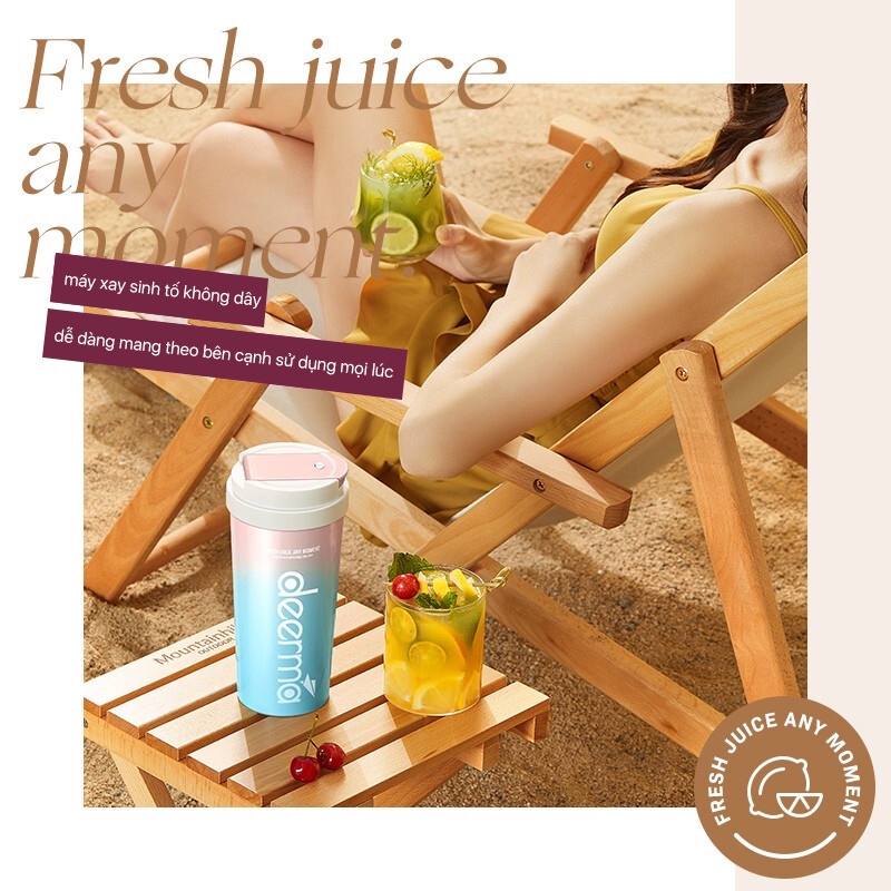 Máy xay sinh tố cầm tay kiêm cốc giữ nhiệt inox Deerma Nu90 động cơ mạnh mẽ giữ nhiệt 1500mAh 300ml