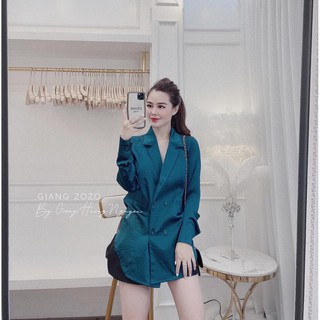 Áo sơ mi cổ vest dáng dài lụa hàn MSHY1
