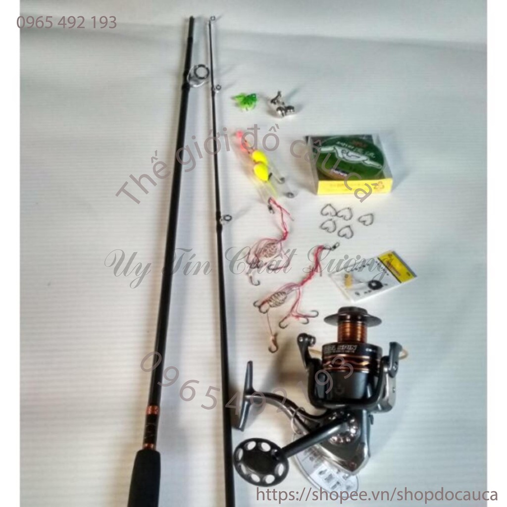 Combo bộ cần câu shimano 2 khúc đặc, máy câu yolo CS 6000 kèm phụ kiện ( rẻ vô địch )