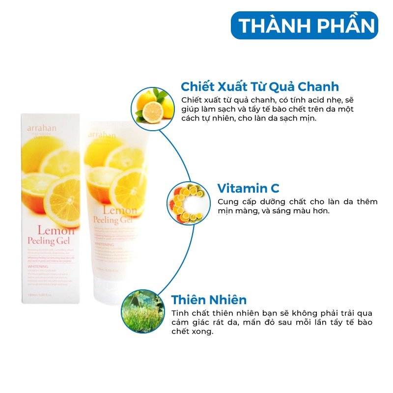 Tẩy da chết - Tẩy tế bào da chết chiết xuất từ chanh vàng ARRAHAN Hàn Quốc 180ml