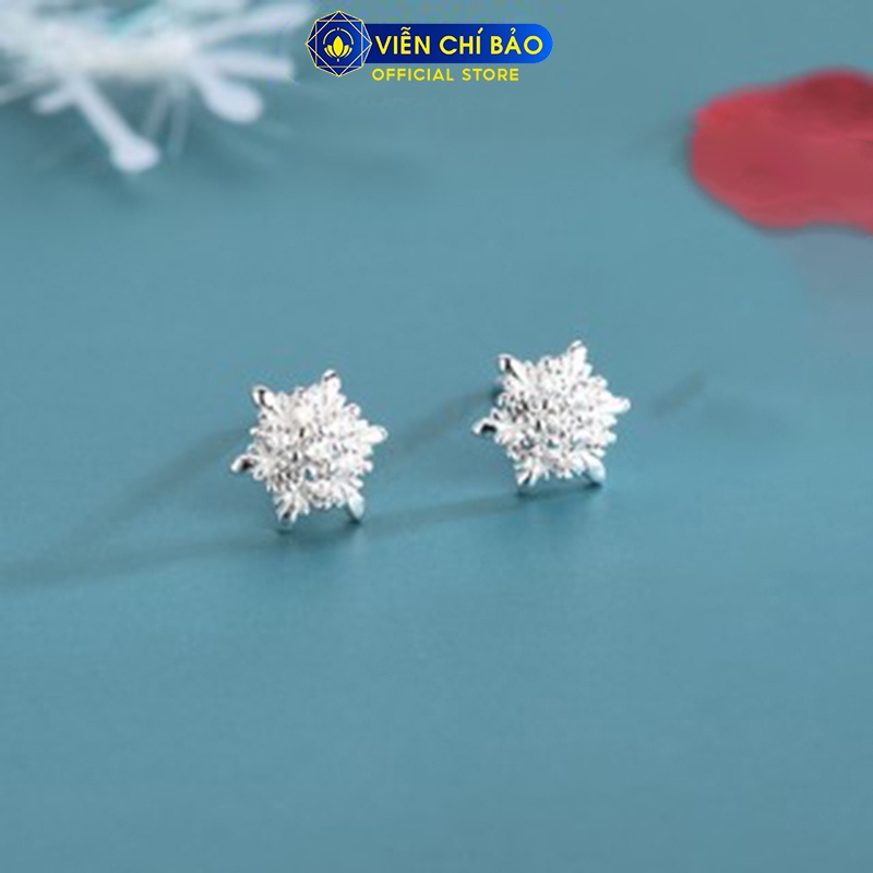 Bông tai bạc nữ bông tuyết đính đá chất liệu bạc 925 thời trang phụ kiện trang sức nữ Viễn Chí Bảo B400193