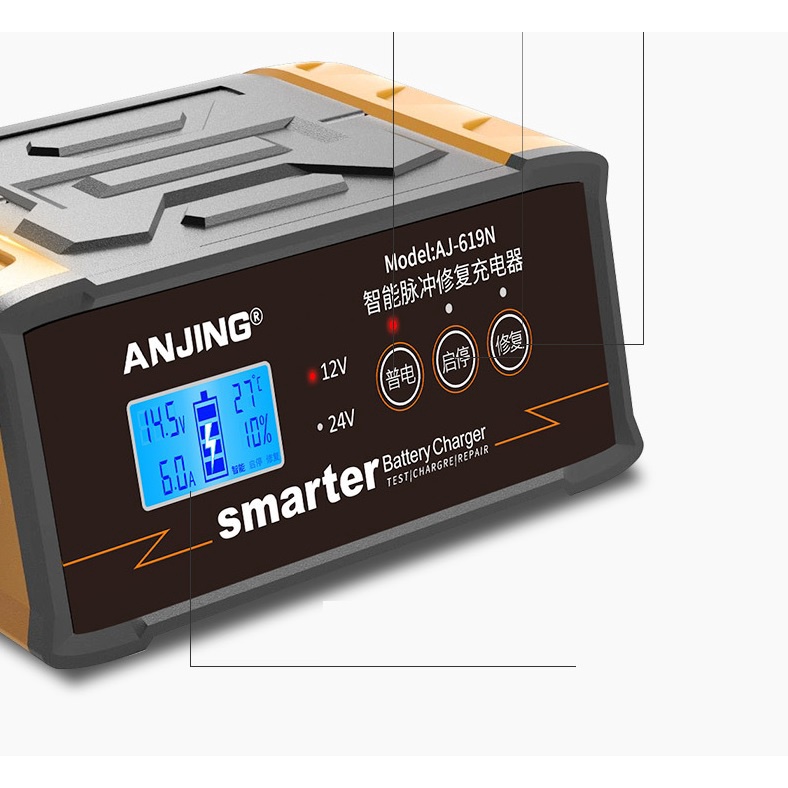 Máy Sạc Ắc Quy Và Phục Hồi Bình Ắc Quy 12V 24V 400AH AJ-619N - Sạc Acquy Khu sunfat