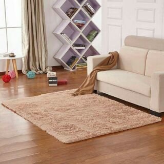 Thảm lông xù xuất hàn( màu nâu nhạt )