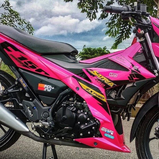 Tem rời cao cấp Raider FI dán xe hồng, phối đen vàng. Decal in UV ép nhiệt kích thước chuẩn, không bay màu