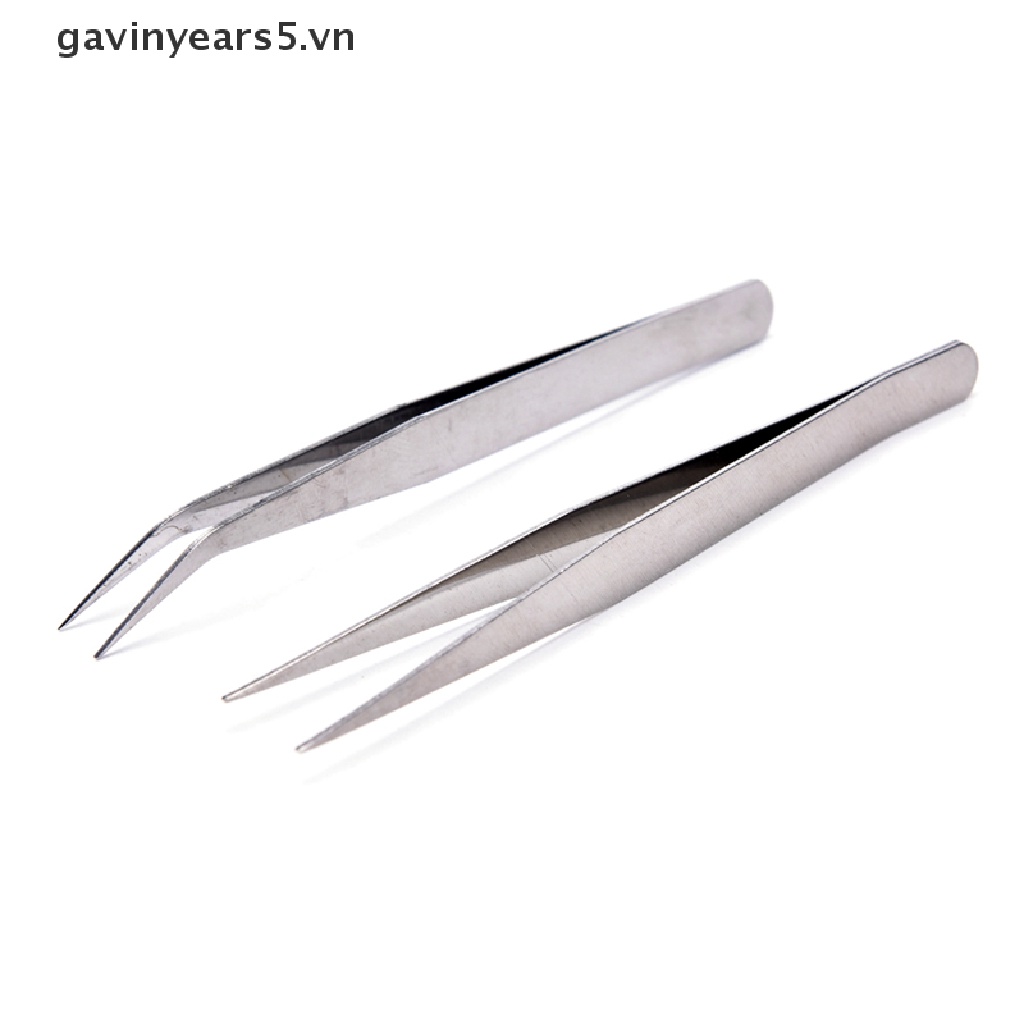 [Hàng mới về] 2 Nhíp đầu thẳng và đầu cong bằng thép không gỉ chuyên dụng cho may vá