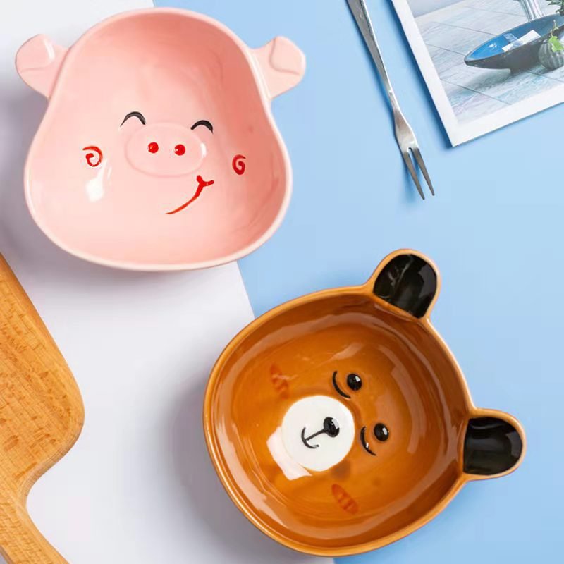 Đĩa Ăn Dặm Chất Liệu Gốm Sứ Cao Cấp Hình Gấu Nâu AD16 Cho Bé Ăn Dạm YOOTA BABY