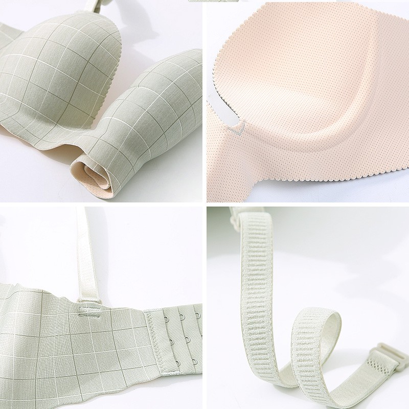 Sweet plaid bra comfortably gathers underwireless underwear | BigBuy360 - bigbuy360.vn