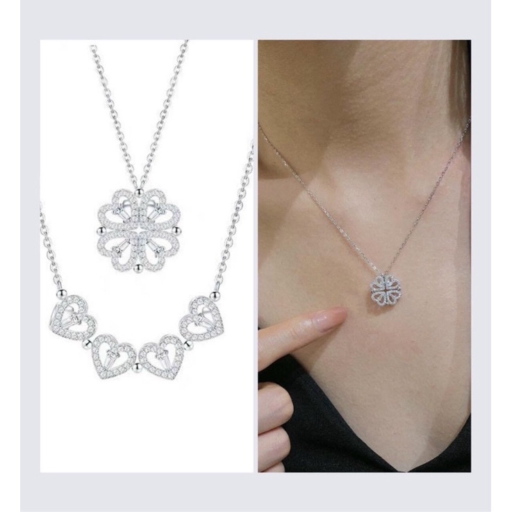 Dây chuyền nữ bạc cỏ bốn lá đeo hai kiểu chất liệu bạc 925-Minh Tâm Jewelry