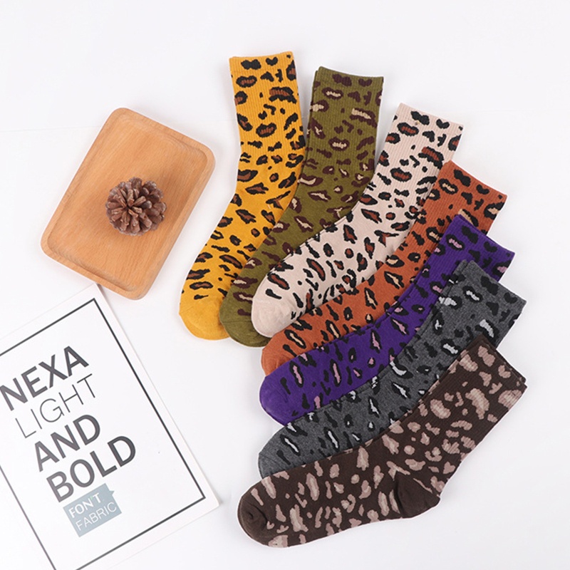 Youyo Vớ Cotton Cổ Vừa Họa Tiết Da Báo / Động Vật Vui Nhộn Phong Cách Harajuku Mới Lạ Cho Nữ