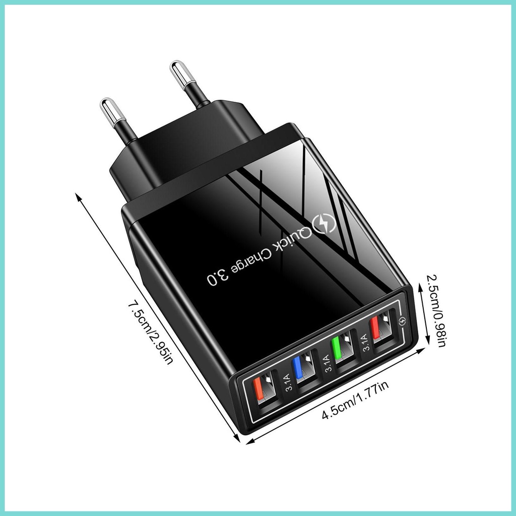 Củ Sạc Nhanh 3.0 4 Cổng USB Cho Điện Thoại / Máy Tính Bảng 13 12 11 Pro servn