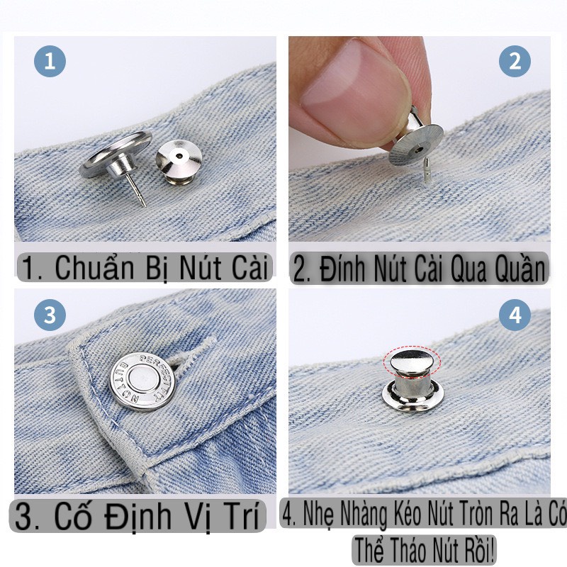 Set 2 Nút cài quần jean nút gài nút khuy bằng kim loại có thể tháo ra và điều chỉnh tiện lợi dành cho nữ AnPhong Store!