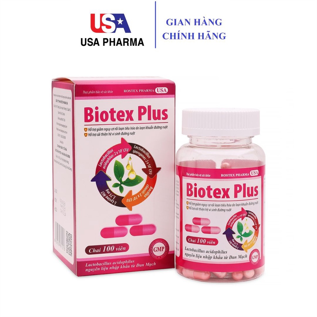 Biotex Plus giảm rối loạn tiêu hóa, giảm tiêu chảy, táo bón - 100 viên