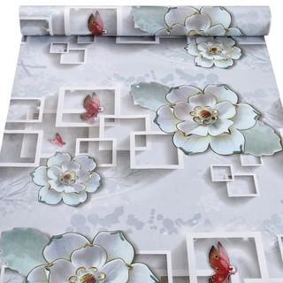 DECAL GIẤY DÁN TƯỜNG HÌNH HOA TRẮNG 3D - CUỘN 10M KHỔ RỘNG 45CM - CÓ SẴN KEO SIÊU CHẮC