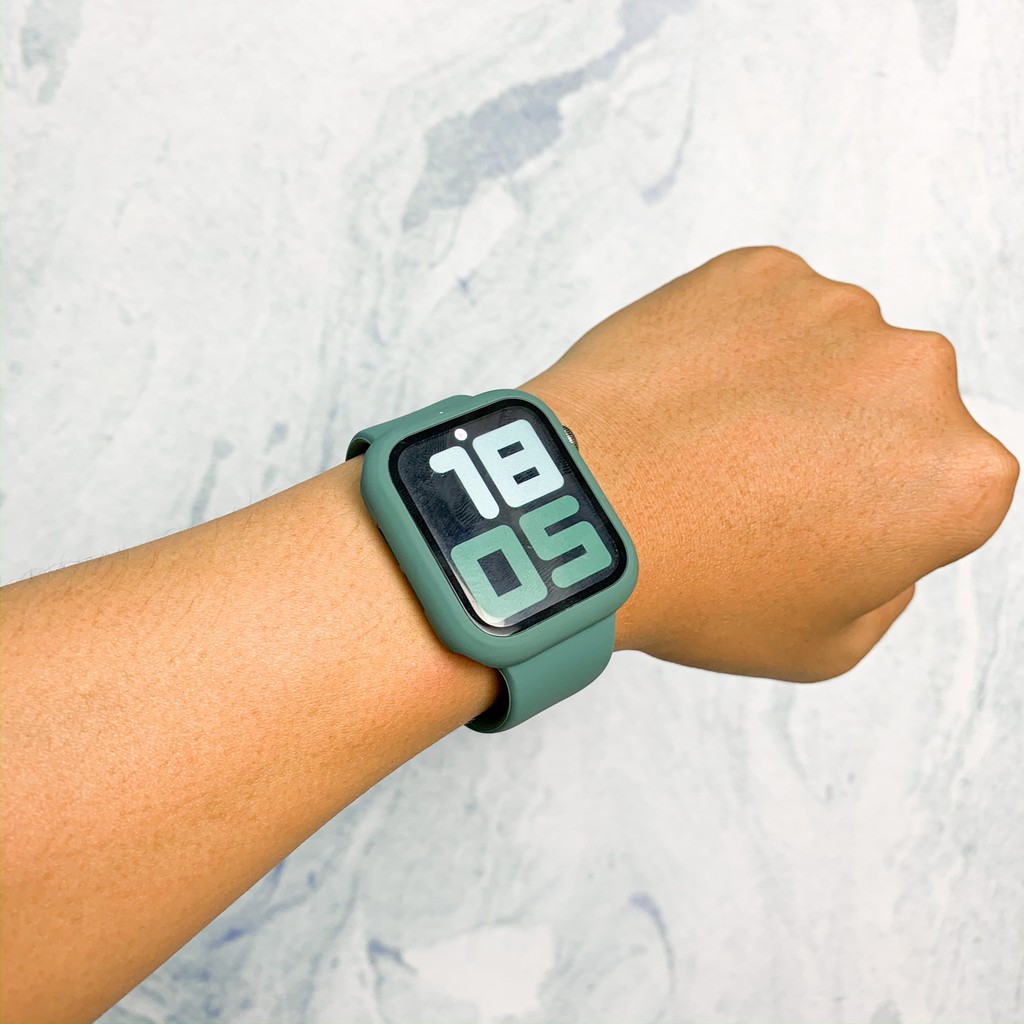 Ốp Apple Watch kèm kính cường lực 2 in 1 bảo vệ mặt đồng hồ Apple watch full size